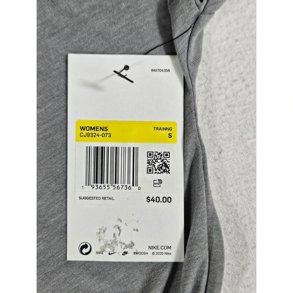 Nike Yoga Dri-FIT Womens‎ Long Sleeve Training Top Grey CJ9324-073 Size S